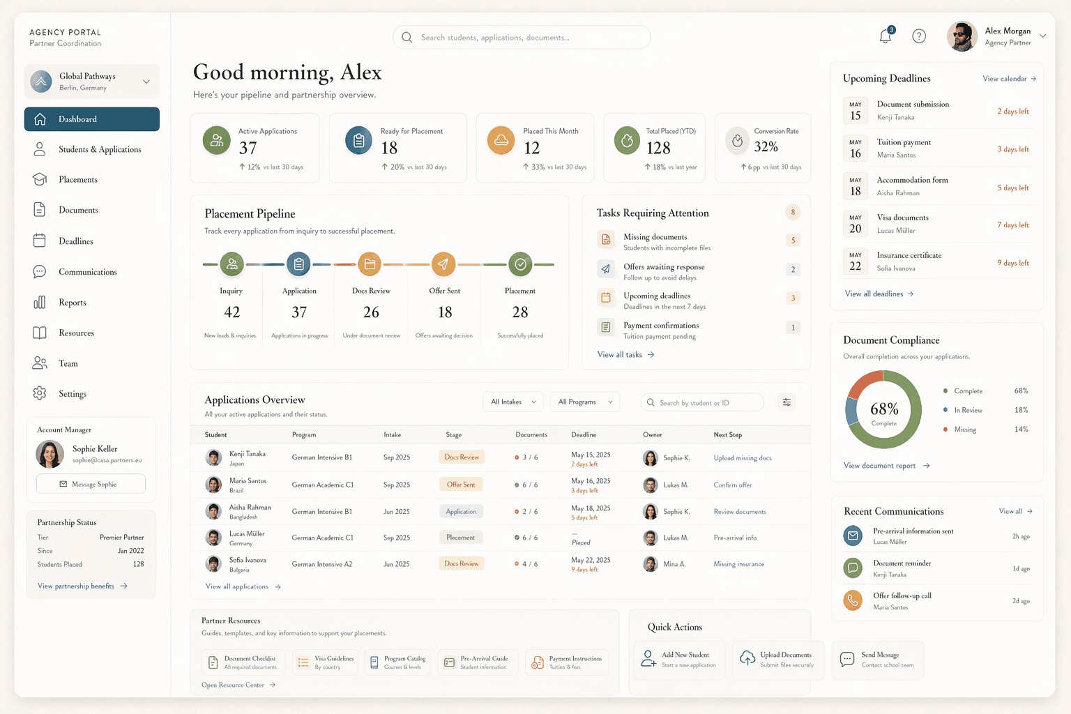 CASA agency dashboard for placement coordination and workflow tracking
