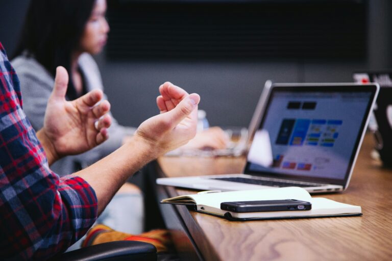 an image of a person having a meeting