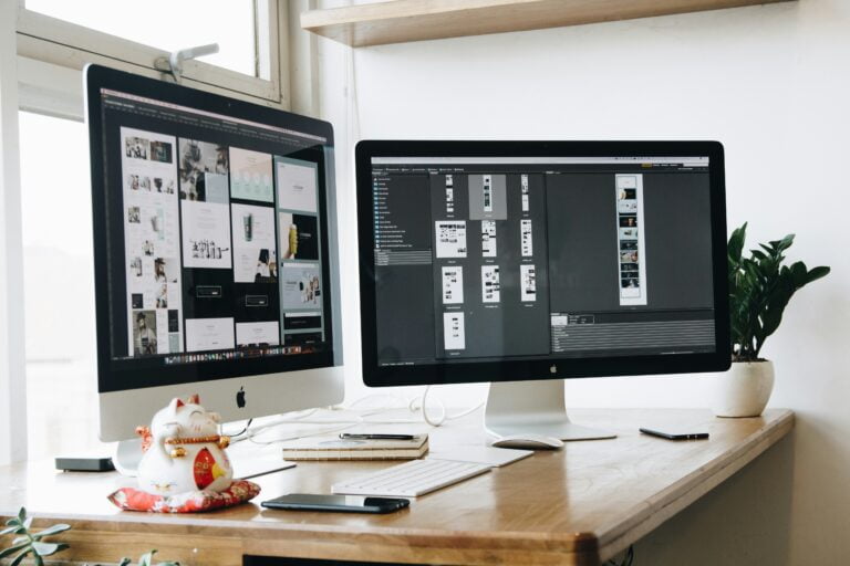 an image of two monitors showing web projects prototype